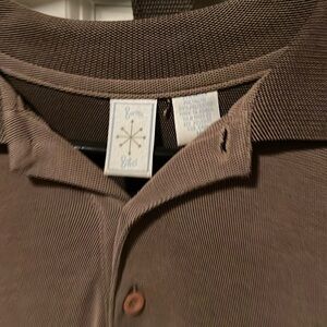 Burma Bibas men’s dark tan/brown polo shirt. Size medium.